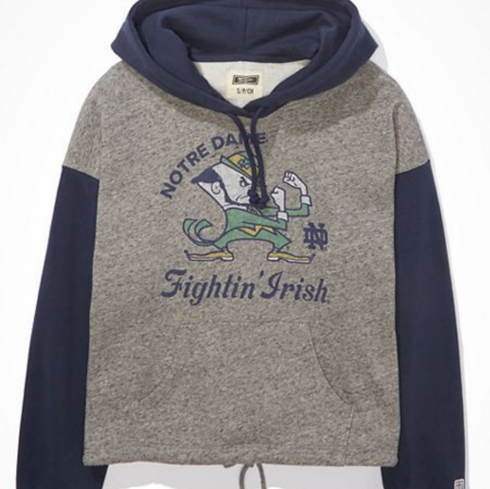 ISO American Eagle Colorblock Cropped Notre Dame Hoodie